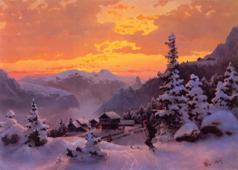 Hans Gude, Vinterettermiddag, (Zimowe popołudnie) 1847