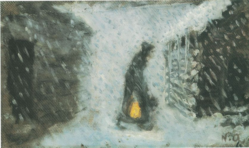 Nikolai Astrup, Kjerringa med lykta, (Staruszka z latarenką) ok. 1899